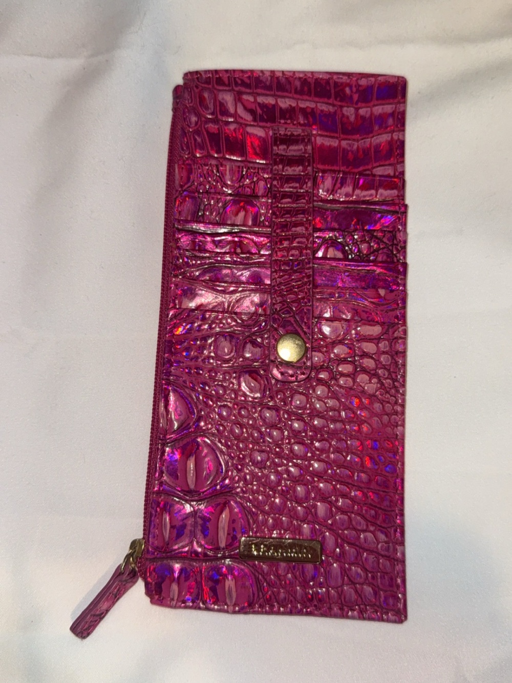 Brahmin Pink Potion Croc Embossed Leather Tote w/Matching Wallet & Card Holder - Picture 10 of 10